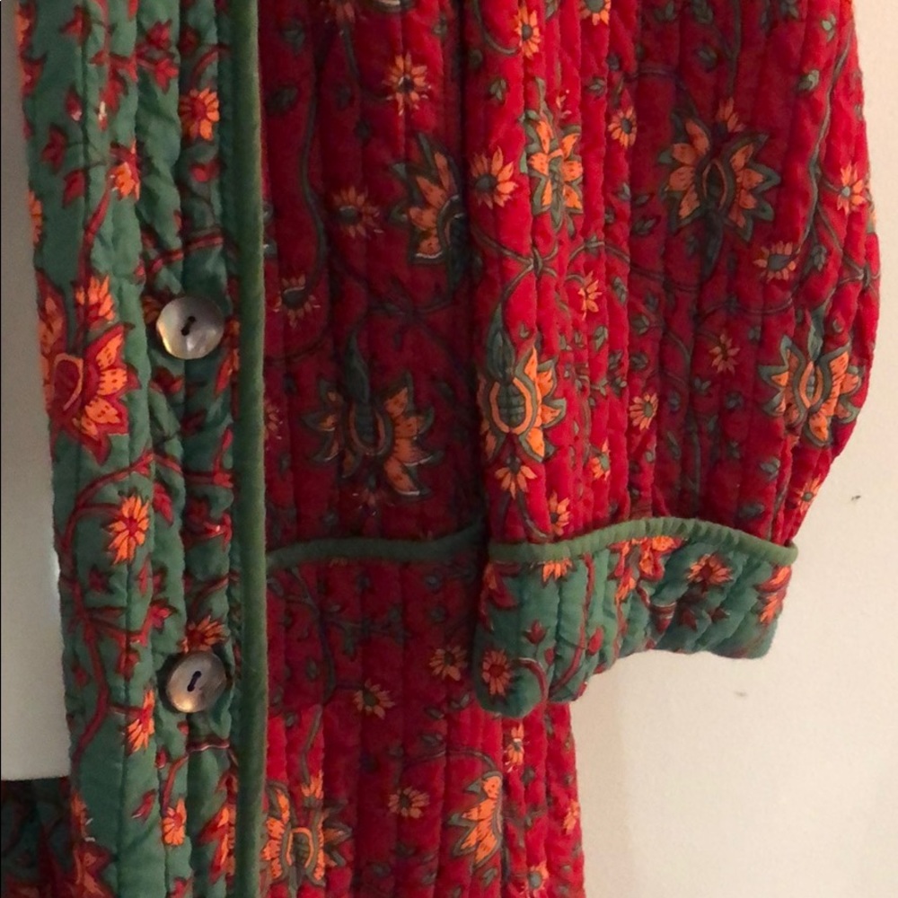 Reversible quilted long coat day or robe
